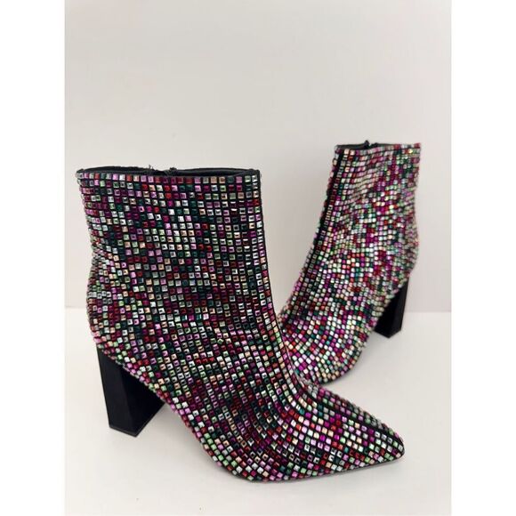 Wild Pair Boots Size 9 Womens Multicolor Pointed Toe Block Heel Fashion Booties - Picture 2 of 10